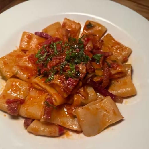 Calamarata Pasta with Fior di Sardo Cheese.