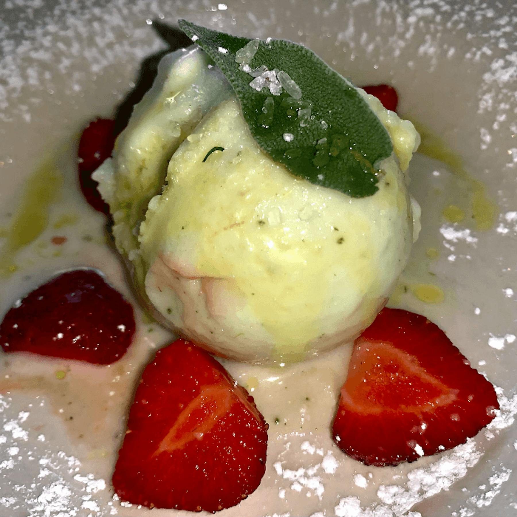 Sorbetto Limone E Salvia , EVOO E Sale Grosso.